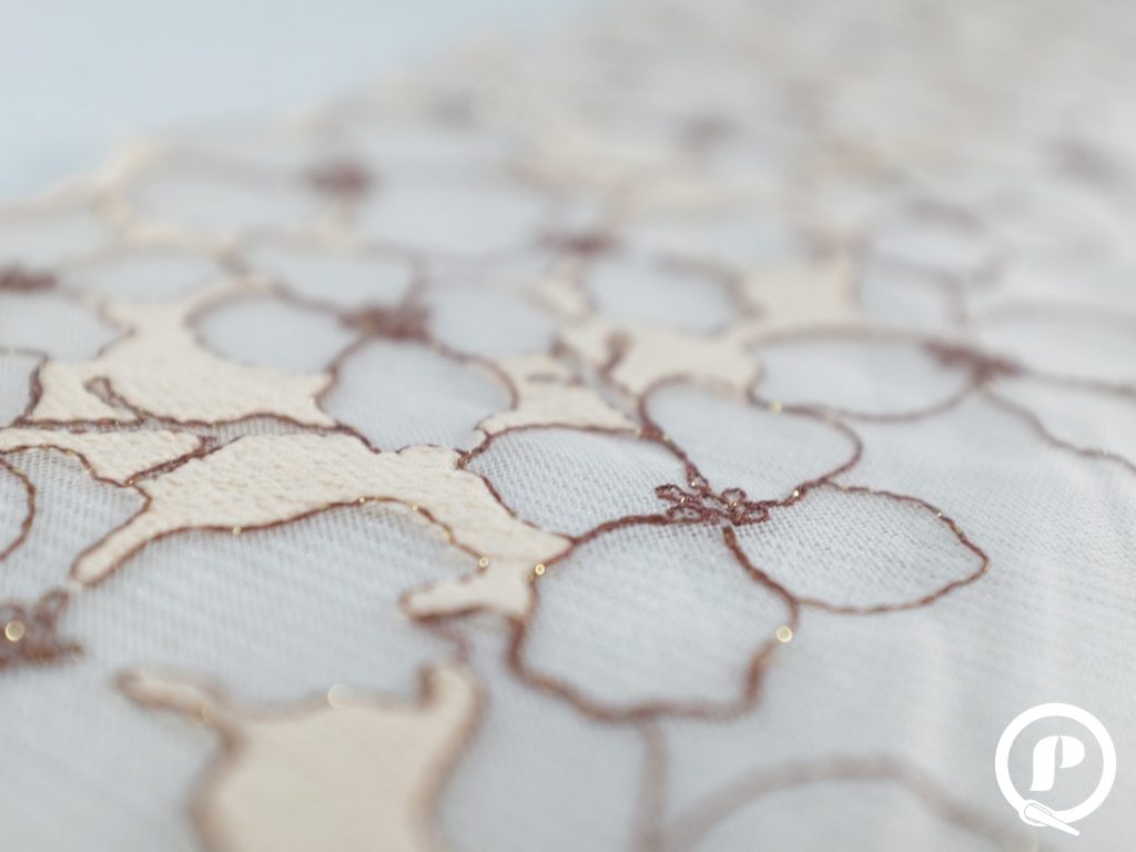 transparent beige floral lace